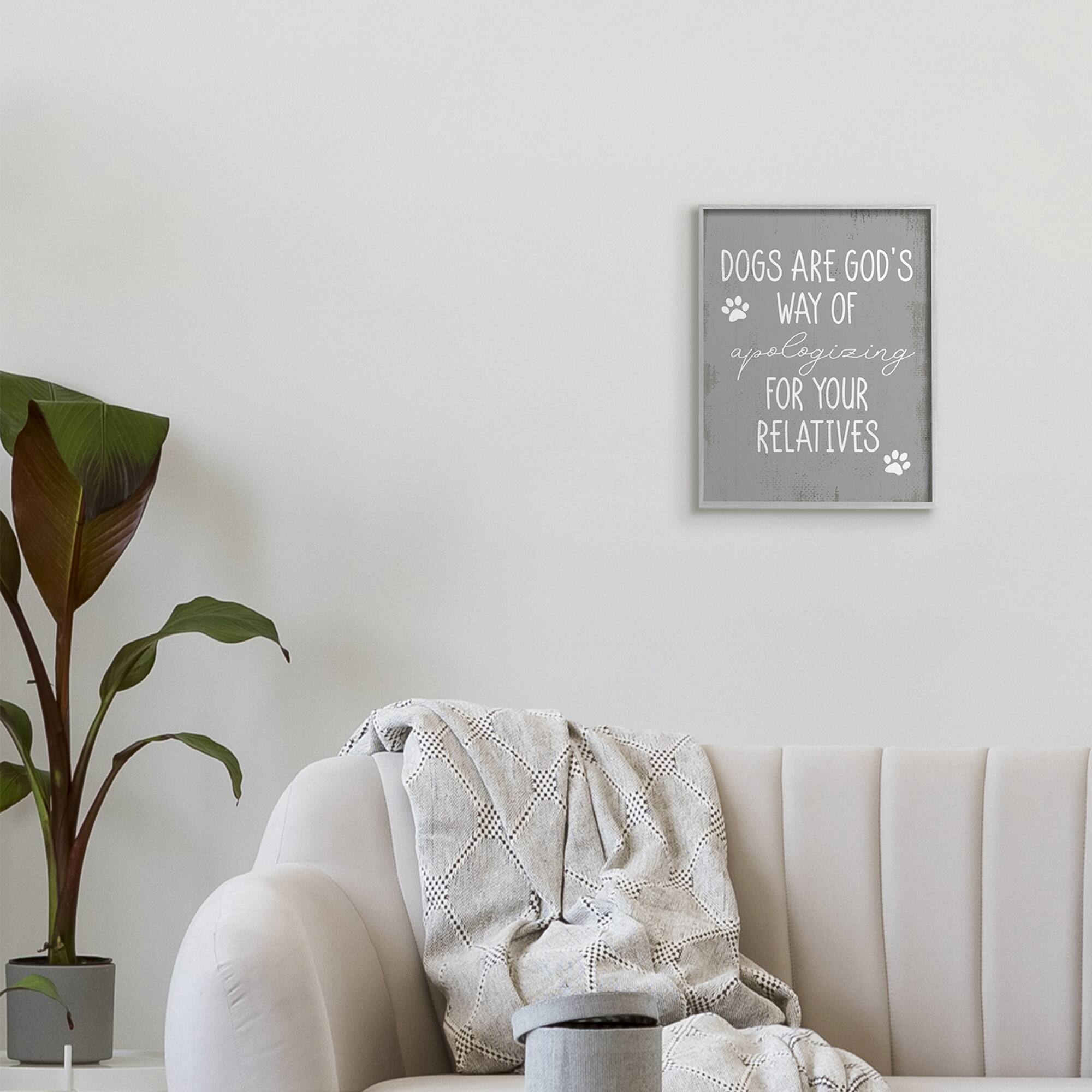 Stupell Industries Dogs are God's Way Pawprint Wall Art with Gray Frame